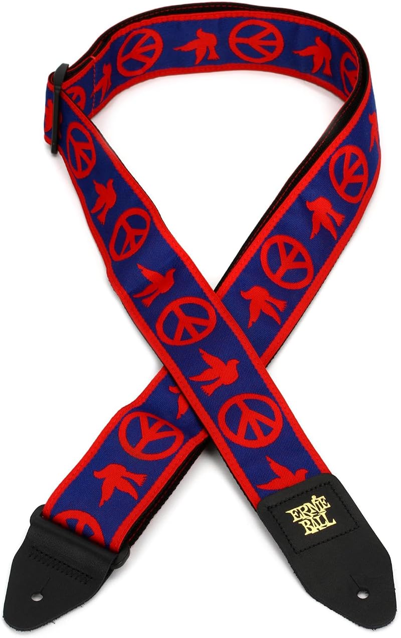 Ernie Ball Peace Love Dove Red Blue Jacquard Guitar Strap