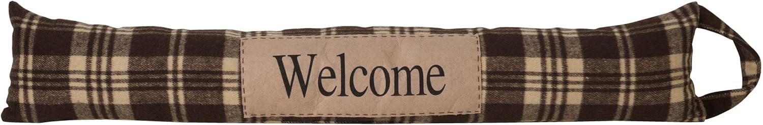 Draft Stoppers - Elements 32.7x2.76x5.91 Inch Brown and Tan Plaid Welcome Fabric Draft Stopper