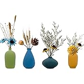 Malltohome Small Ceramic Vase Decorative, Set of 4 Flower Bud Vases