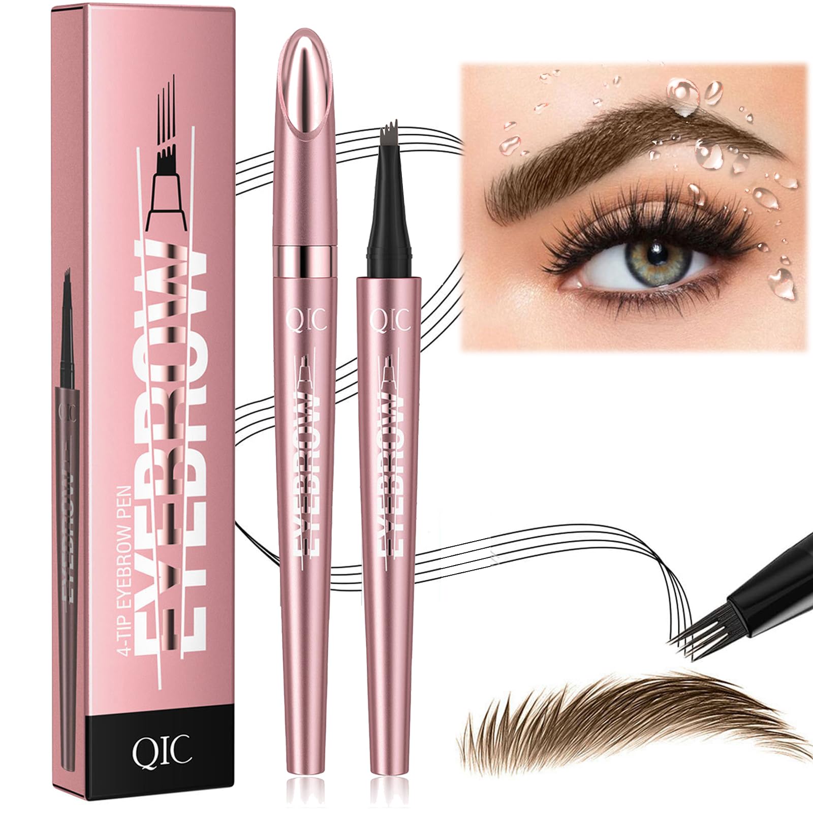 Magic Eyebrow Pencil With Fork Tip - Waterproof, Long-Lasting, Smudgeproof Brow Pen for Defined Eyebrows - Light Brown