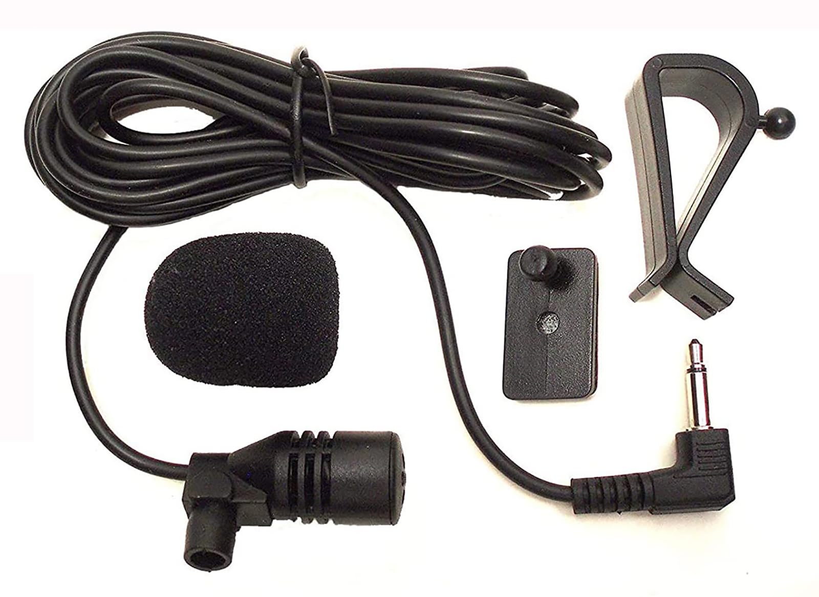 Angkoole MJ509D 3.5mm Microphone Assembly Mic for Car Vehicle Head Unit Bluetooth Enabled Stereo Radio GPS DVD, Black