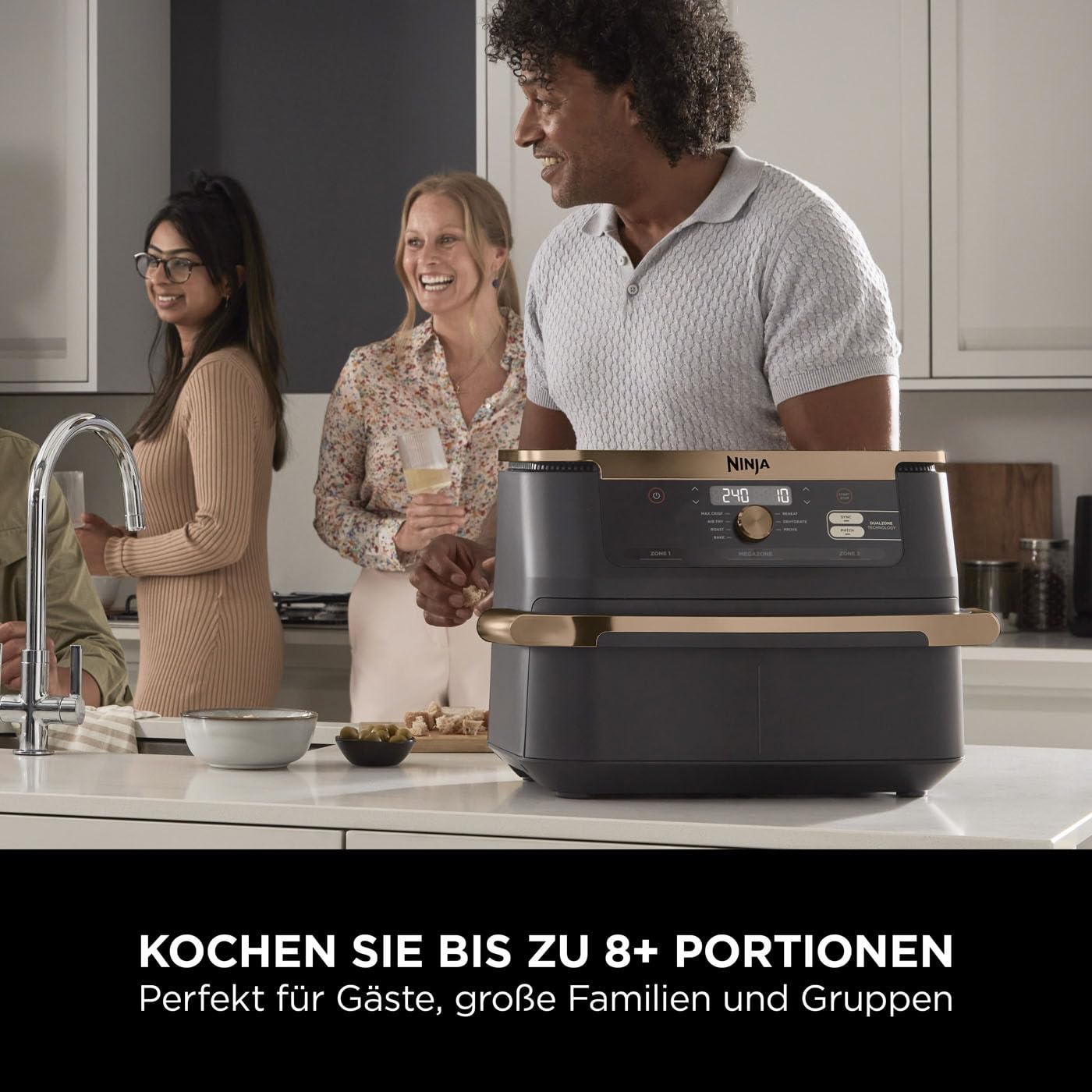 Ninja Foodi FlexDrawer Dual Zone Heißluftfritteuse, Airfryer mit 10,4-Fach und herausnehmbarem Trenner, Antihaftbeschichtung, spülmaschinenfester Korb, 7-in-1, Schwarz & Kupfer, AF500EUCP 5