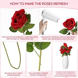 Jexine 50 Pcs Artificial Rose Flower Bulk Realistic