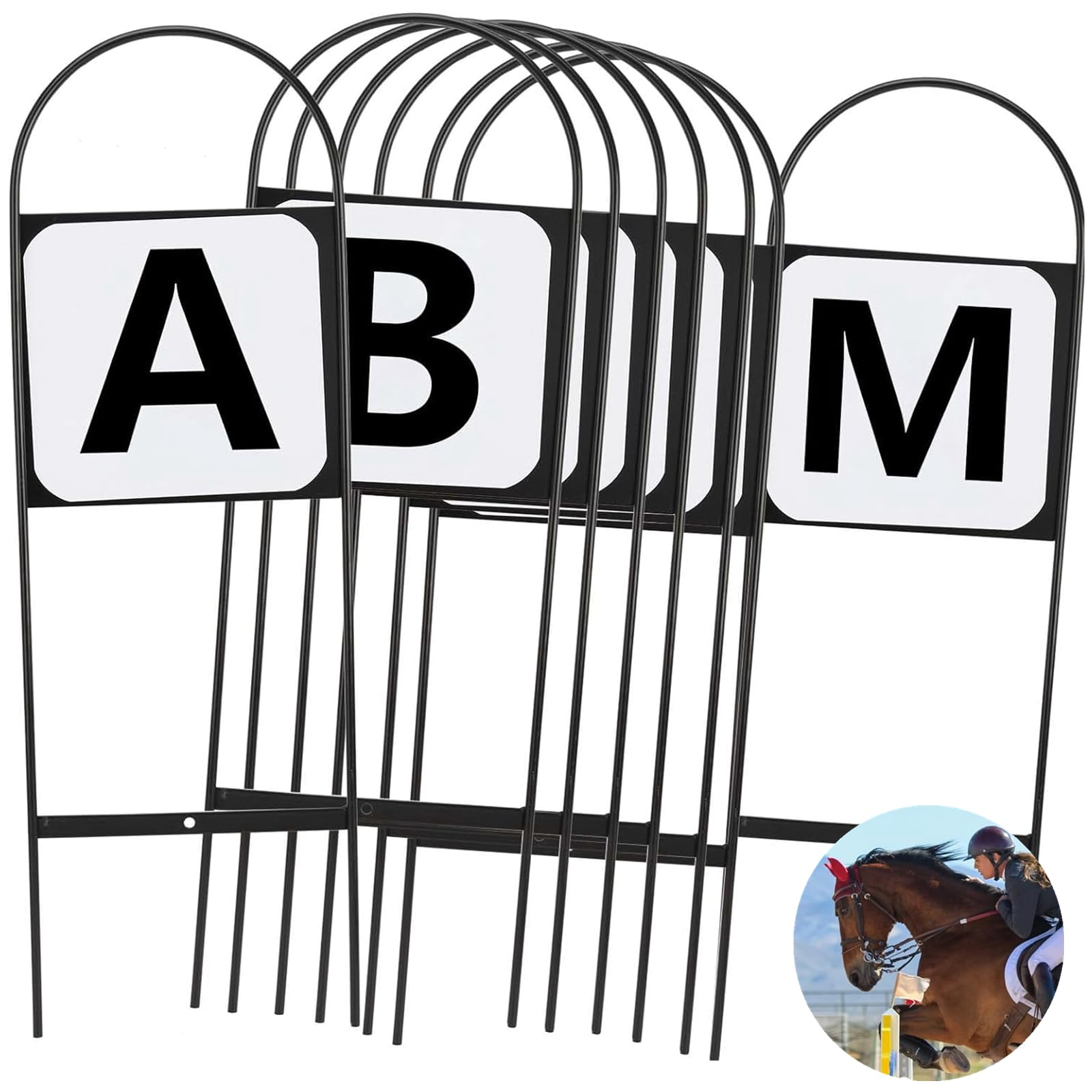 Photo 1 of HDYEGY 8Pcs Dressage Letters Arena Markers,Metal Dressage Arena Letters Dressage Equipment for Equestrian Athletes and Events Includes Letters A,B,C,E,F,H,K,M