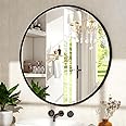 XRAMFY 20 Inch Round Mirror - Circle Mirrors for Bathroom, Entryway and Living Room Wall Decor, Modern Hanging Vanity Mirror, Matte Black Circle Decorative Wall Mirror
