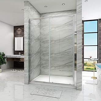 ELEGANT 1700mm Sliding Shower Enclosure for Wetroom Cubicle in 6mm Safety Glass Screen Shower Door