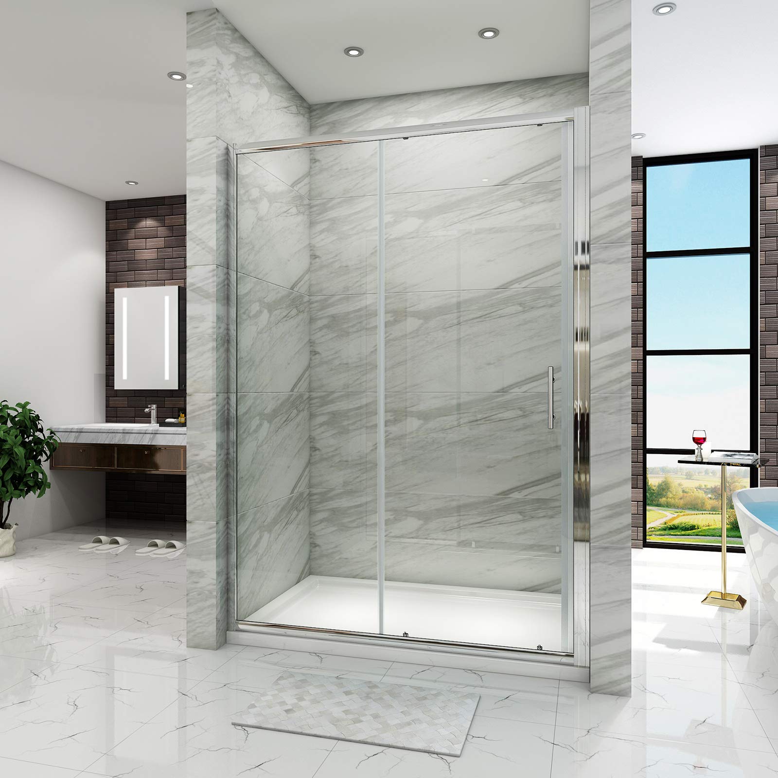 Buy ELEGANT 1500 x 700mm Sliding Shower Enclosure with Tray + 90mm