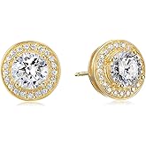 Amazon Essentials Cubic Zirconia Classic Halo Stud Earrings in Sterling Silver