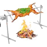 VEVOR Electric BBQ Rotisserie Grill Kit, 56 Inch 130 lbs Capacity, Automatic 52W Motor Height Adjustable Universal Roaster Stand, Stainless Steel Grilling Kit, Spit Rod with Heat Shield for Pig Lamb