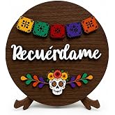 Recuérdame Day of the Dead Altar, Día de los Muertos Decorations, Ofrenda | Wooden sign with stand for altar de muertos and ofrenda altar decor, ideal for Día de Muertos home and party displays.