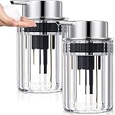 Potchen 2 Pcs Refillable Clear Foaming Hand Soap Dispenser 10 oz Plastic Dispenser Pump Lotion Foaming with Silver Pump for Bathroom Vanities Kitchen