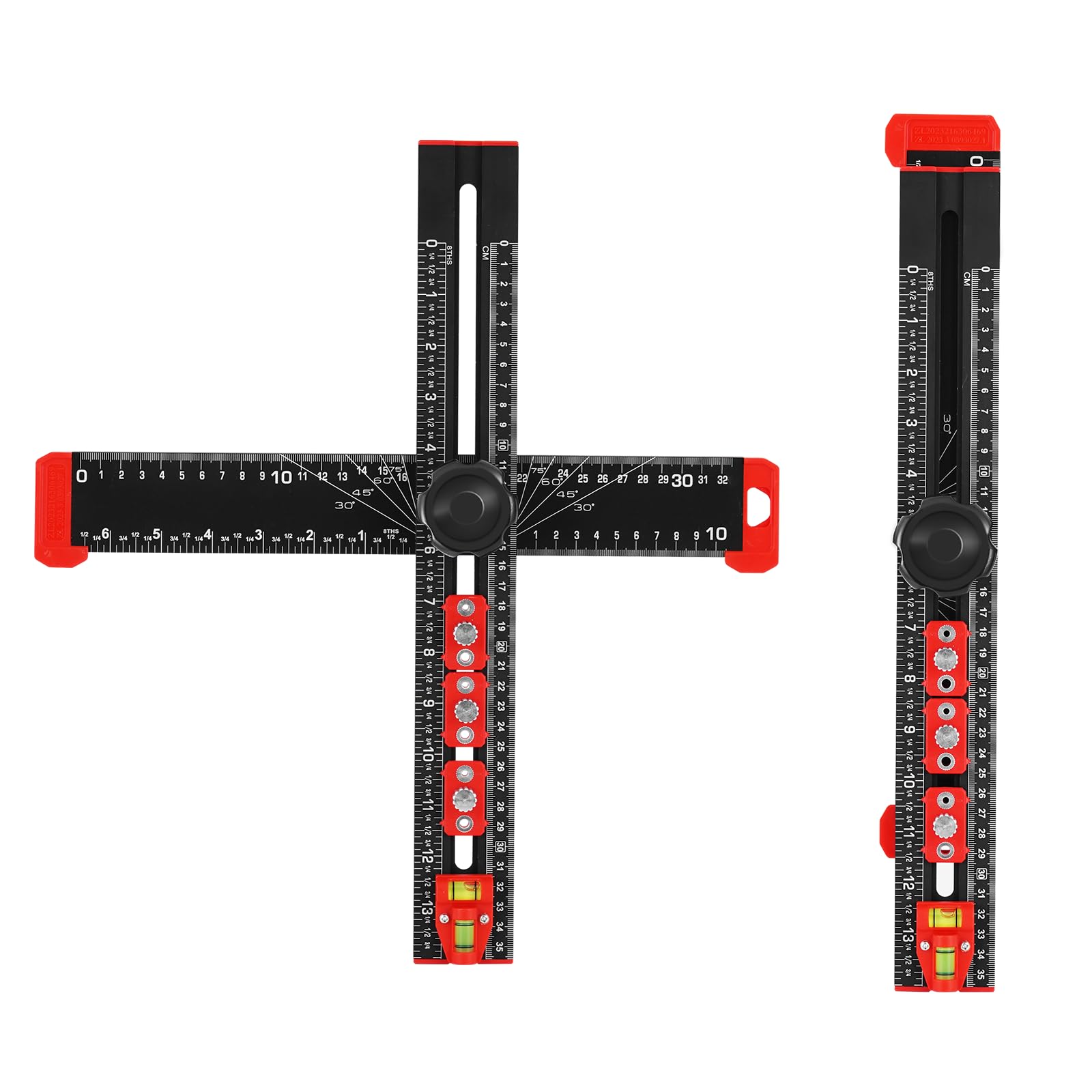 YJINGRUI 4 in 1 Drilling Positioning T Square Ruler 35.6cm/14in, Angle Ruler for Woodworking Installation of Drawer Handles, Door Handles, Cabinets