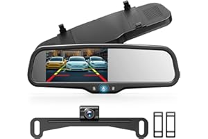 Auto-Vox Rear View Mirror Camera: 4.3'' OEM HD Wireless Backup Camera with Intelligent Light Sensing Display System,IP69 Wate