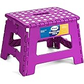 Korpai 9" Folding Step Stool for Adults and Kids Holds Up to 300 lbs,Non-Slip Folding Stools with Portable Handle, Compact Pl