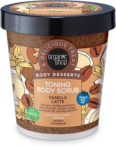 Organic Shop Toning Body Scrub Vanilla Latte Exfoliating Skin 450ml