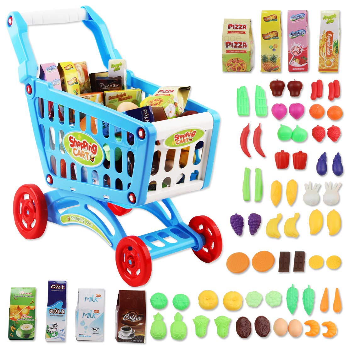 kids play grocery cart