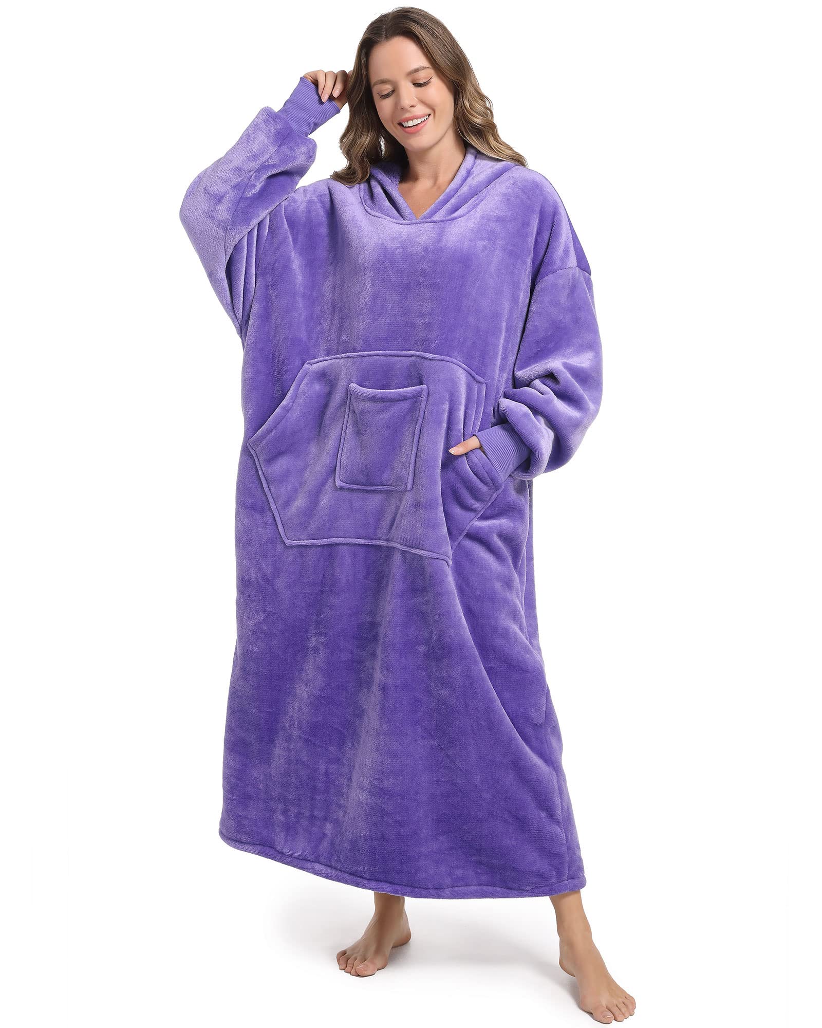 FUSSEDA Oversized Wearable Blanket Sweatshirt,Super Thick Warm Fleece Sherpa Cozy Blanket Hoodie with Pockets&Sleeves for Adult Kids โ image 1