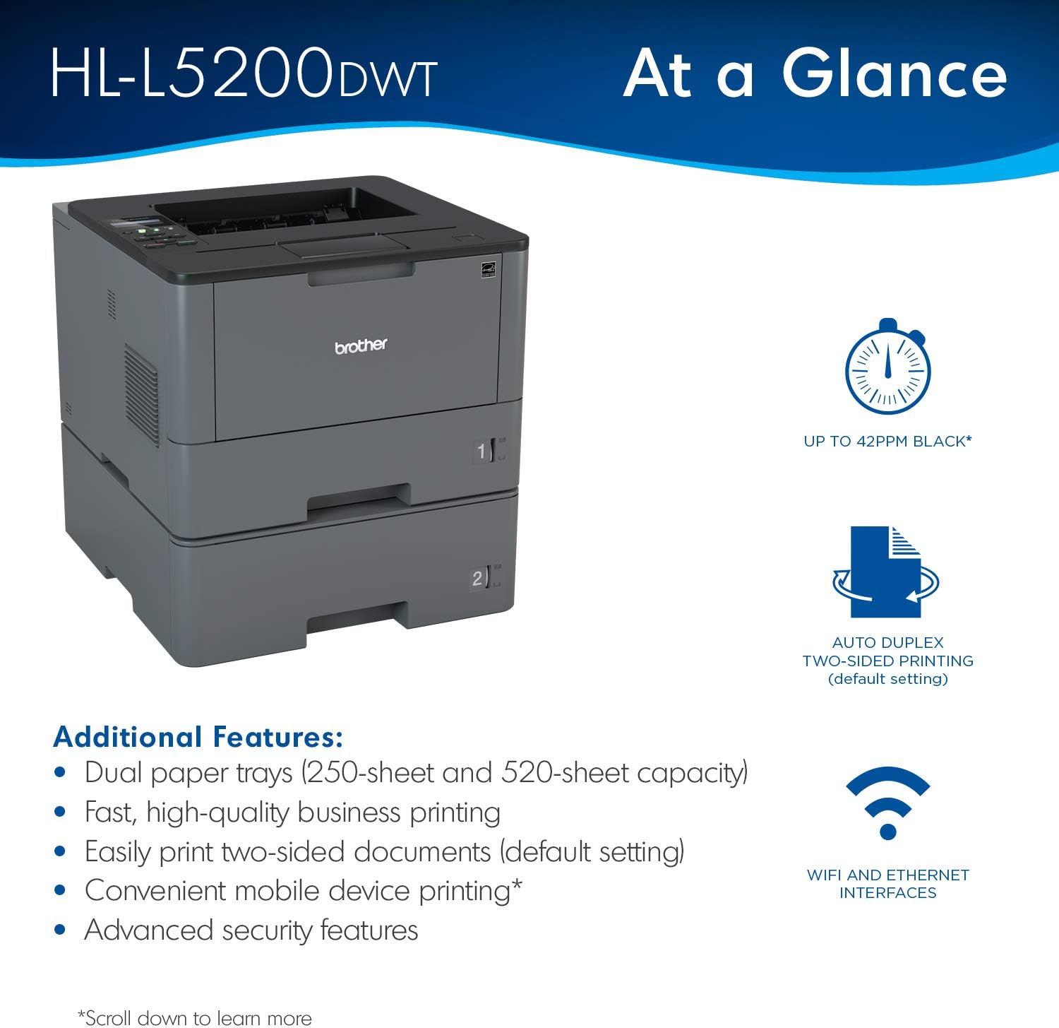 brother two tray laser printer