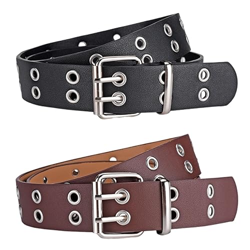 KxrTpx 2 Pcs Studded Belt, Goth Belt, Ladies Belts For Jeans, For Men & Women'S Jeans, Perfect For Goth, Punk Styles And Halloween