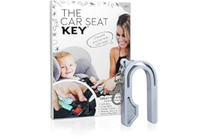 The Car Seat Key - Original Car Seat Key Chain Buckle Release Tool - Easy Unbuckle Opener Aid for Nails, Parents, Grandparents & Older Children by NAMRA Made in USA (Grey)