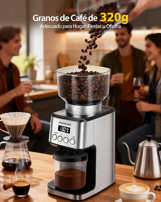 Molinillo de Café Eléctrico, 52 Ajustes de Molido, Acero Inox