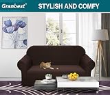 Granbest Premium Water-Repellent 2 Seater Sofa Cover Jacquard Spandex Chocolate view 2