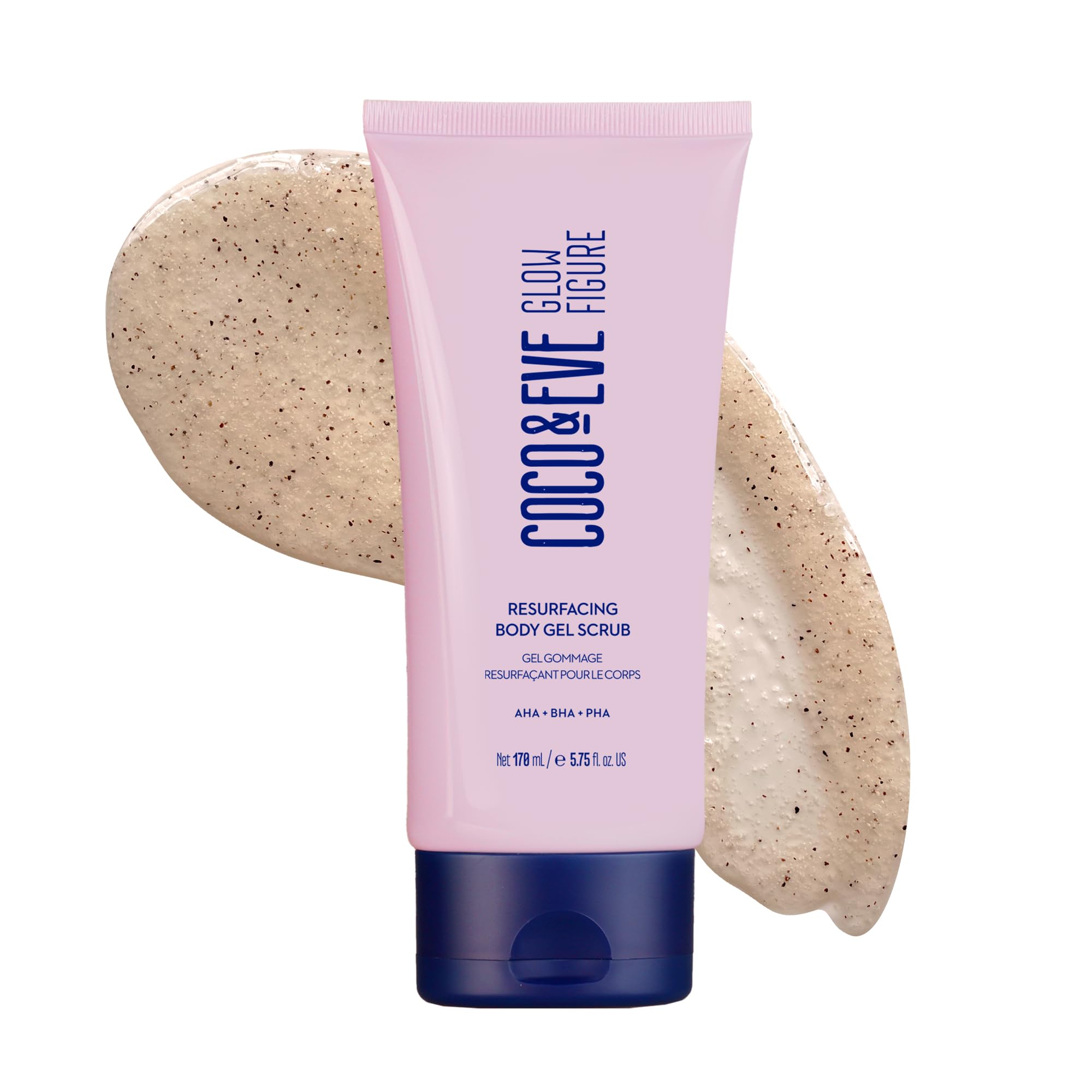 Coco & Eve Resurfacing Body Gel Scrub - Exfoliating Scrub with AHA, BHA for Smoothing, Brightening and Pre-Tan Prep. Improves Dry, Textured Skin, Uneven Tone. Suitable for Sensitive Skin. (170 ml)