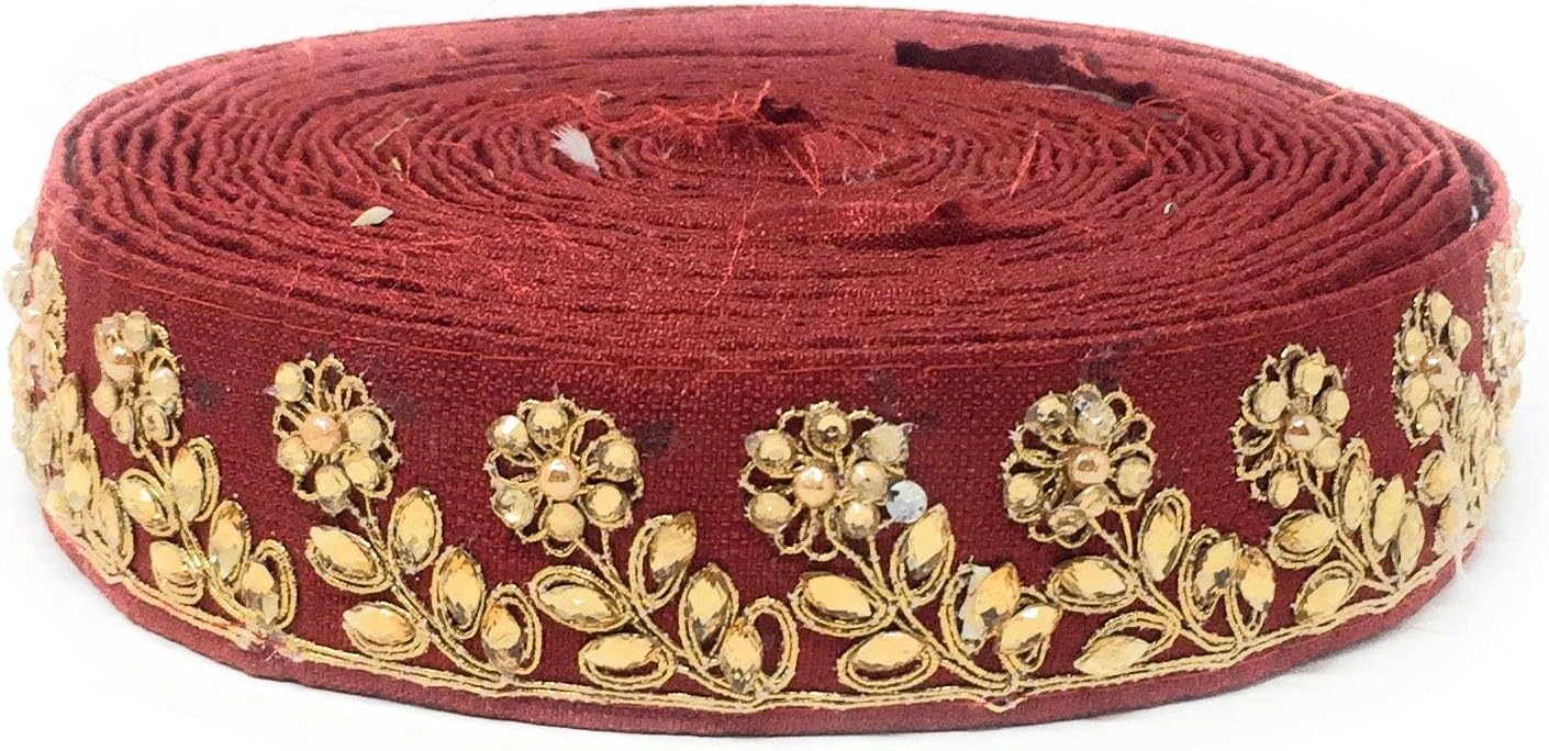 Inhika Women's Border for Saree Colour Maroon (1.3 inches Cotton Silk Length: 9 Meter)
