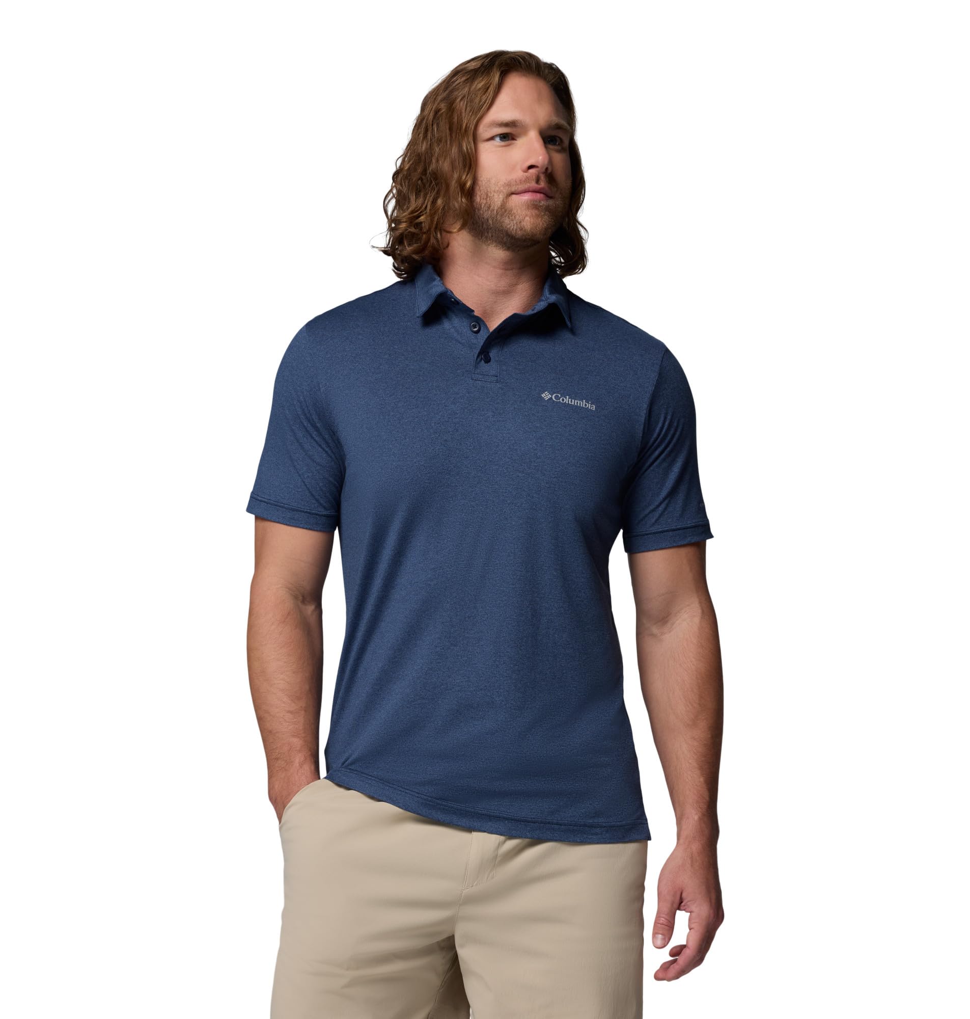 Columbia Men’s Parsons Point Polo, Collegiate Navy/Heather/Mntn Blue, X-Large