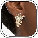 HZMAN Gold-Plated Brass Grapes Stud Earrings for Women Cute Fruit Earrings for Women Charm Jewelry Gift