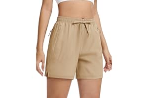 TACVASEN Women's 5'' Hiking Shorts Quick Dry Golf Lightweight UPF50+ Athletic Shorts Summer Water Resistant Zipper Pockets