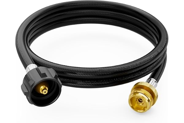 CALPOSE 6 Feet Propane Adapter Hose, 1lb to 20lb Adapter Converts 1lb Appliances to 5-40lb Tanks, Gas Hose for Weber Q, Colem