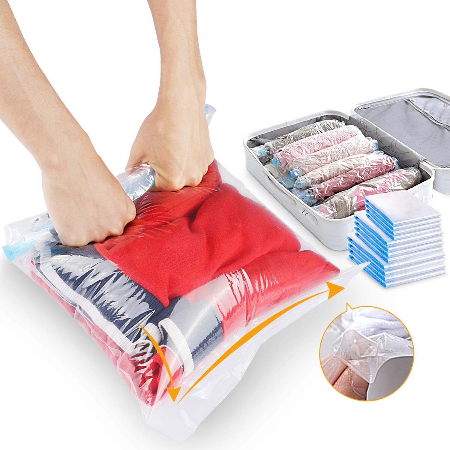 V??tements Housses de Rangement Sous Vide pour Matelas Couettes 8 Pi?�ces Sacs de Compression 