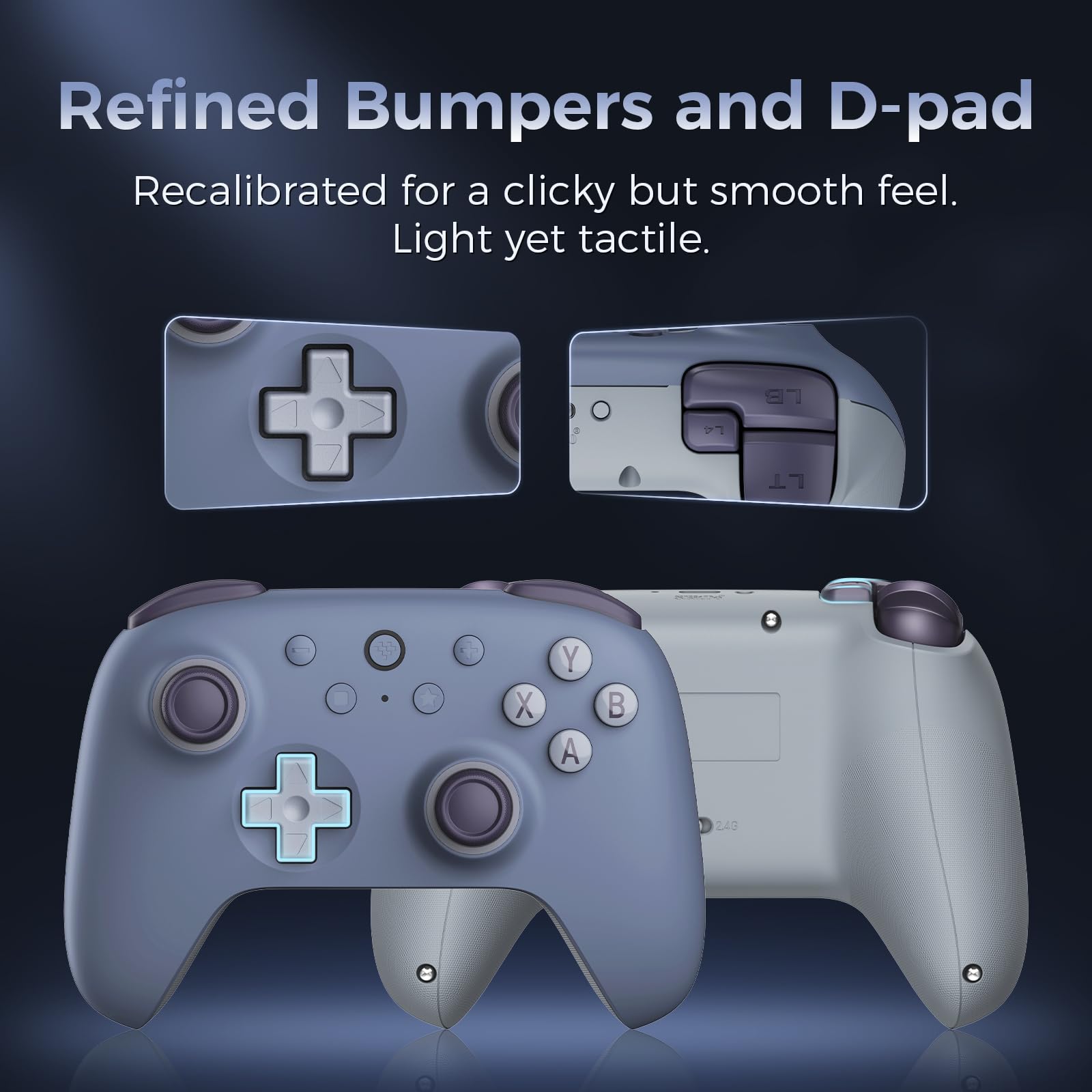 AKNES 8Bitdo Ultimate 2C Wireless 2.4G Controller for Windows PC and Android, Gamepad with Hall Effect Joysticks and Hall Triggers, 1000Hz Polling Rate, Remappable L4/R4 Bumpers - Blueberry