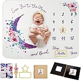 Baby Monthly Milestone Blanket, 51"x40" Newborns Month Blanket Gift for Baby Shower, Soft Plush Photo Prop Blanket for Boy&Girl, Newborn Unisex Blankets with Months