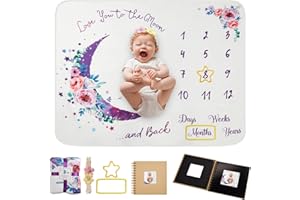Baby Monthly Milestone Blanket, 51"x40" Newborns Month Blanket Gift for Baby Shower, Soft Plush Photo Prop Blanket for Boy&Gi