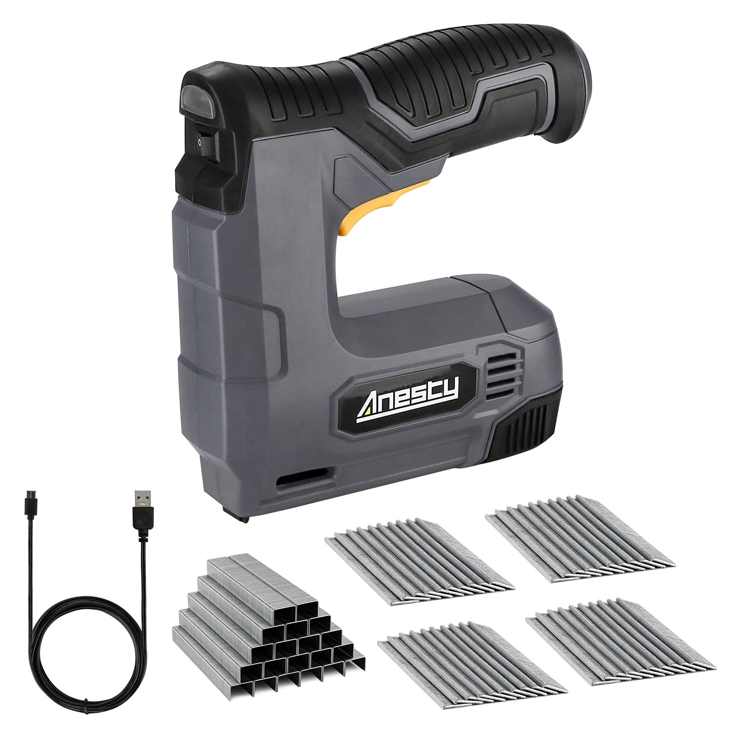 Cordless Tacker Staple Gun Nail Gun, 2 in 1 Electric Stapler Nailer USB Rechargable with 2000pcs 8mm Staples and 2000pcs 10mm Nails for Upholstery, DIY [Practical, Portable, Effortless]