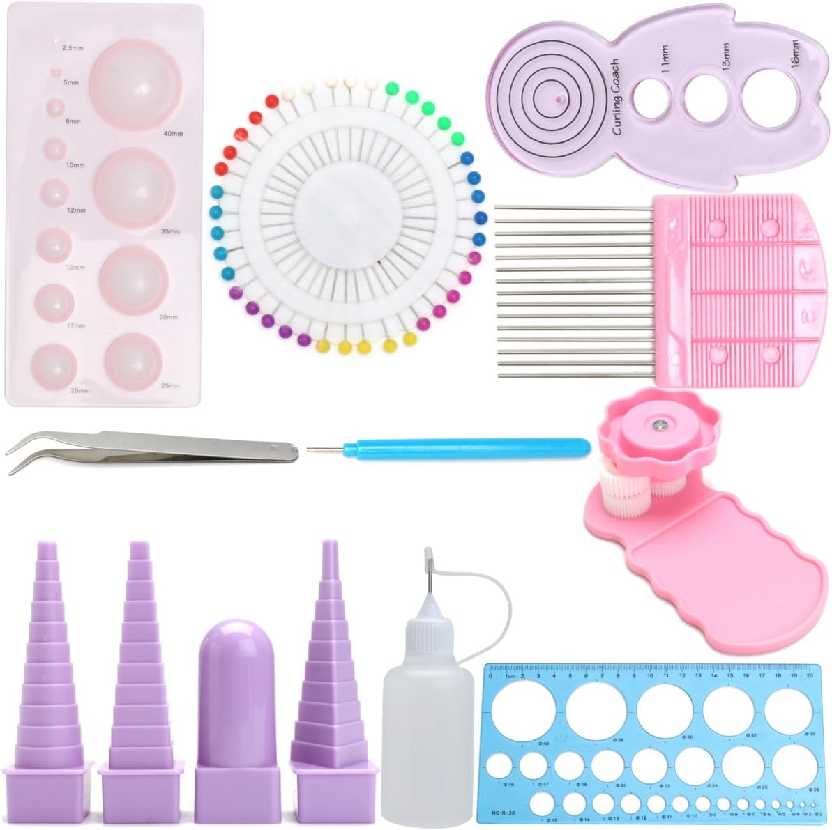 SONSAN 11pcs Paper Quilling Board Mould Crimper Comb Ruler Pins Tools Set DIY Craft Kit