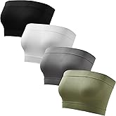 newnice Women's Strapless Bandeau Bra - 4 Pack No Padding Seamless Tube Top Wireless Bralette for Everyday Wear Yoga Sleeping