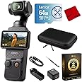 DJI Osmo Pocket 3 Handheld Gimbal Stabilizer with 1′′ CMOS & 4K/120fps Video, 3-Axis Stabilization Bundle with 10" Hard EVA Case, 64GB Memory Card and 2 YR CPS Enhanced Protection Pack