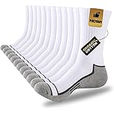 COOPLUS Mens Cotton Cushioned Crew Socks Athletic Running Moisture Wicking Performance Work Boot Socks for Men 6 Pairs