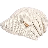Womens Winter Beanie Hat,Fleece Lining Warm Knitted Slouchy Beanie Hats Cap with Visor