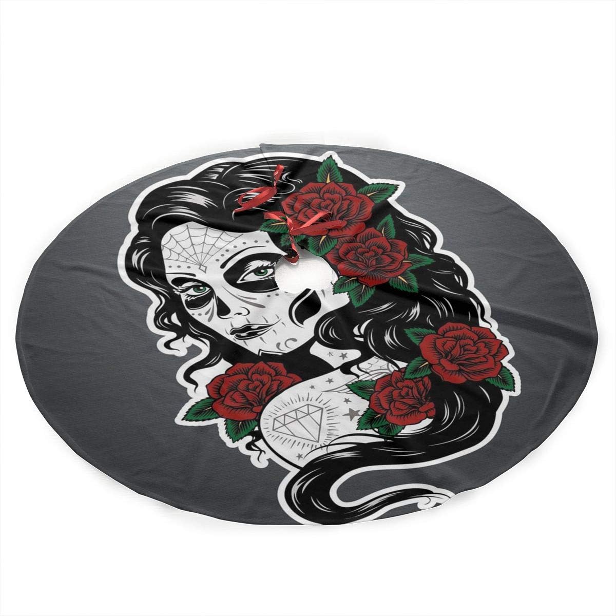 Christmas Tree Skirt Mat Goth Girl Print Christmas Holiday Party Decoration
