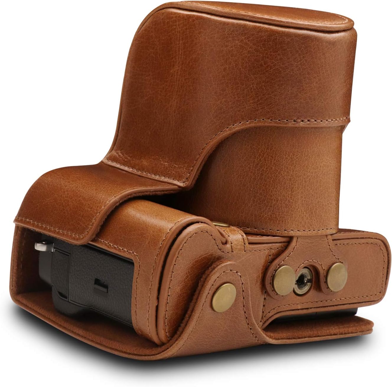MegaGear MG1551 Ever Ready Genuine Leather Camera Case for Fujifilm X-T3 (XF23mm - XF56mm & 18-55mm Lens) - Brown - Image 3