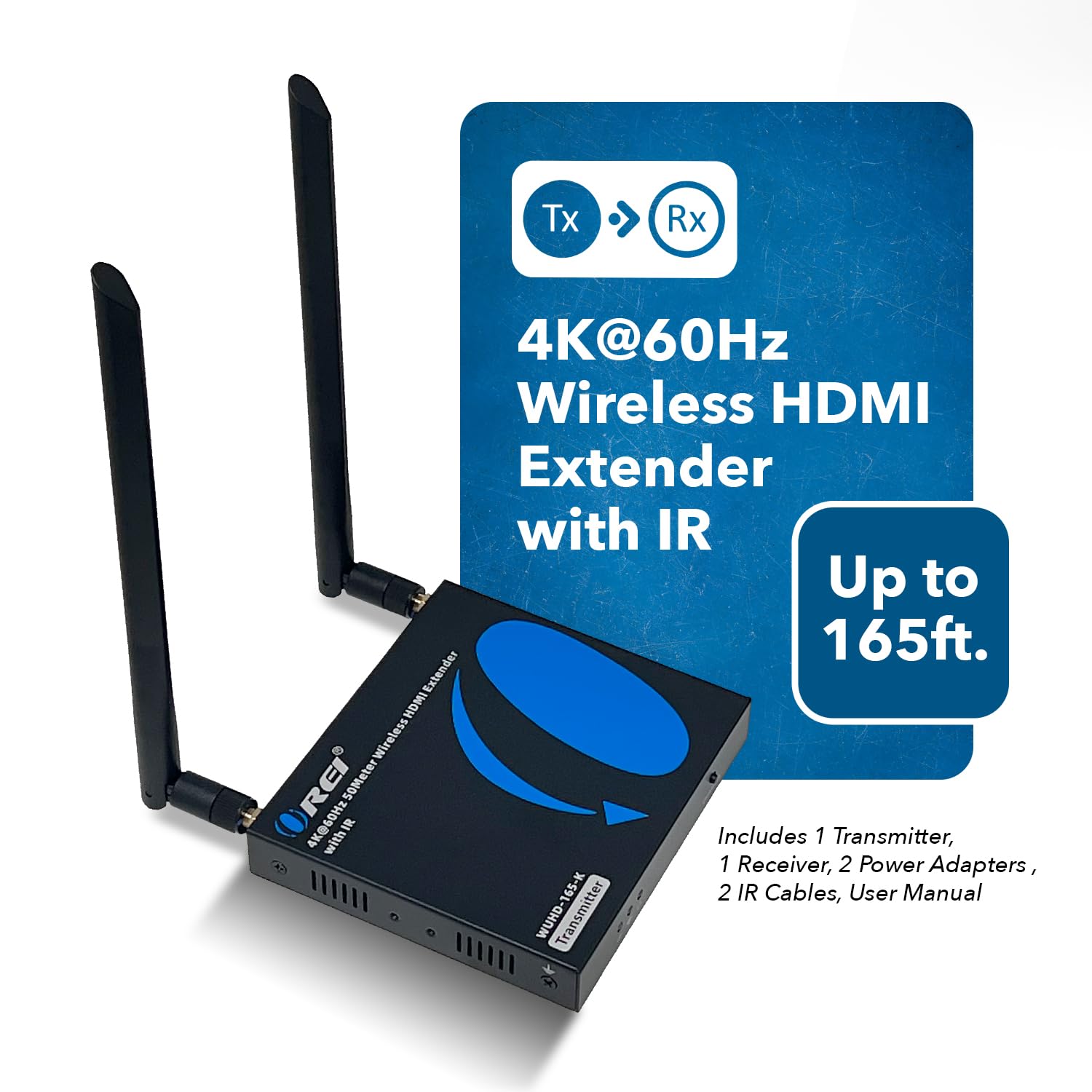 OREI Wireless HDMI Extender Transmitter & Receiver Dongle UtraHD 5.1-5.2 Ghz Up to 4K @ 60Hz - Upto 165 Feet - Perfect for Streaming from Laptop, PC, Cable, Netflix, YouTube, PS4 to HDTV/Projector
