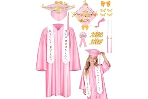 Meland Kindergarten Graduation Cap and Gown - Pink Preschool Graduation Cap and Gown for Kids Girls Boys for 2026 (Pink,S)