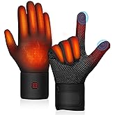 Heated Gloves, 3200mAh Rechargeable Electric Heating Gloves for Men Women with Touchscreen Fingers, Thin Hand Warm Gloves Liners for Winter Riding Ski Snowboarding Hiking Cycling Hunting