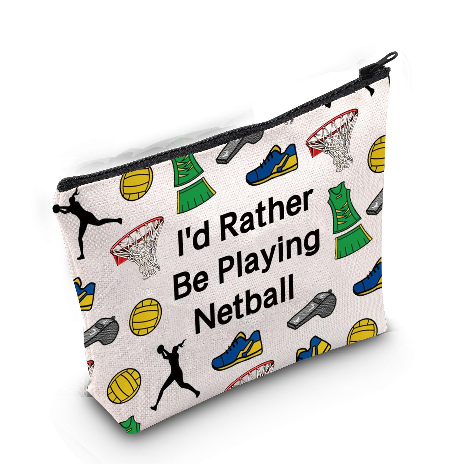 Netball Ball Makeup Bag I'd Rather Be Playing Netball Gift for Netball Appreciation Netball Coaach Gift Netball Team Zipper Pouch (Playing Netball 3uk)