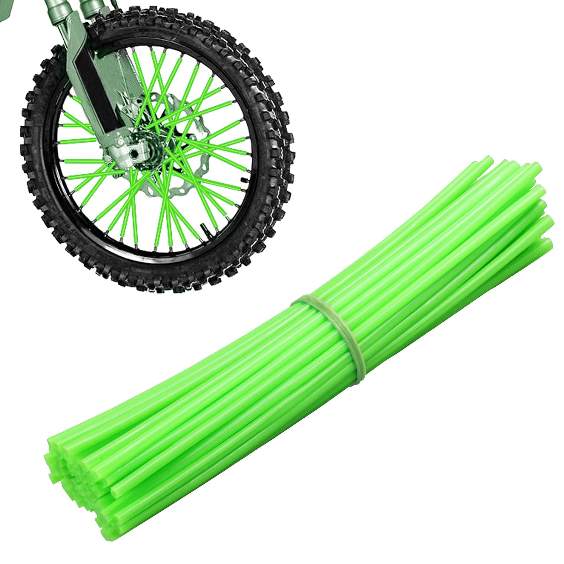 Photo 1 of NTHREEAUTO 72PCS Dirt Bike Spoke Skins Covers Motorcycle Wheel Wraps Pipe Universal for 8"-21" Rims Compatible with Harley Honda Yamaha Suzuki Kawasaki – Green