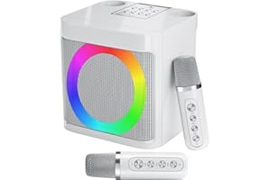 FLYASNY Karaoke Machine for Kids Adults - Portable Bluetooth Speaker with 2 Wireless Microphones, Singing Machine for Party, Birthday Gifts for Girls Boys Ages 4, 5, 6, 7, 8, 9, 10, 11, 12+ Years Old
